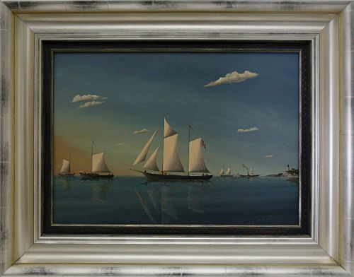 H. PETERZER OIL ON PANEL, "SLOOP