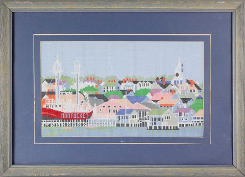 NEEDLEPOINT VIEW OF THE TOWN OF 37ecc3