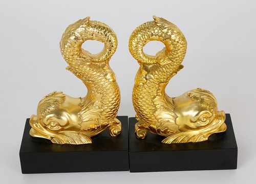 PAIR OF GILT METAL SEA SERPENT 37ecd2