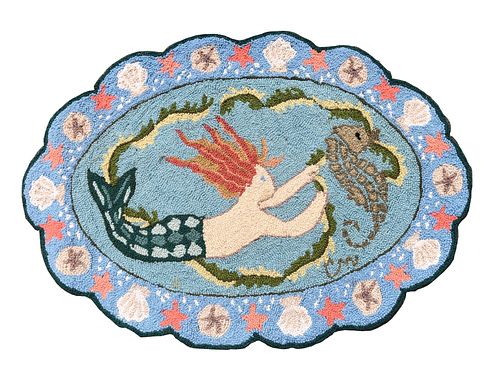CLAIRE MURRAY OVAL HOOKED RUG SEA 37ece8