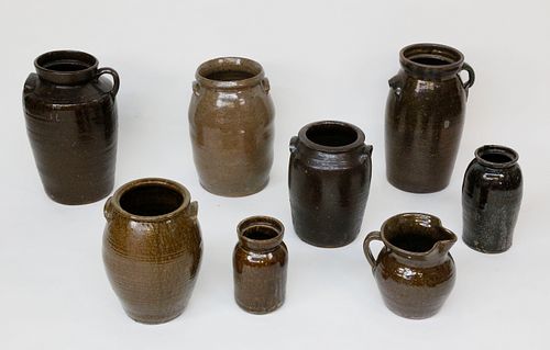 COLLECTION OF EIGHT ANTIQUE BROWN 37ece1