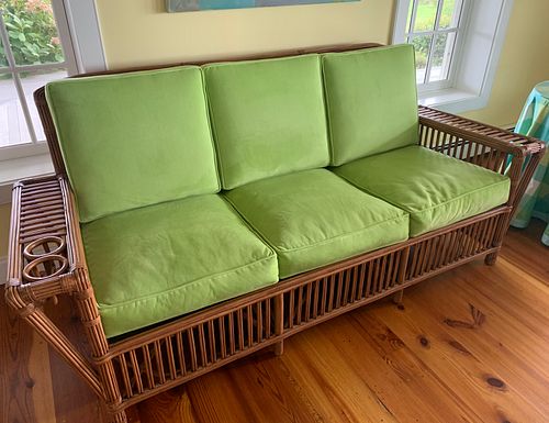 PALECEK BAMBOO SOFA WITH LIME GREEN