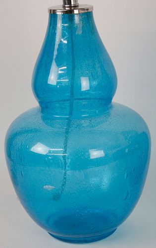 PAIR OF CONTEMPORARY BLUE GLASS 37ed12