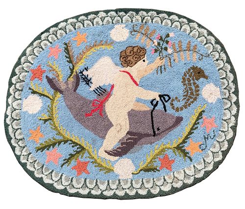 CLAIRE MURRAY OVAL HOOKED RUG "CUPID