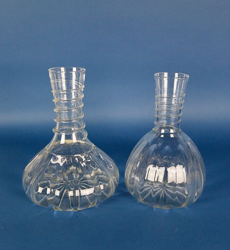 TWO ROBERT DANE BLOWN CRYSTAL WINE