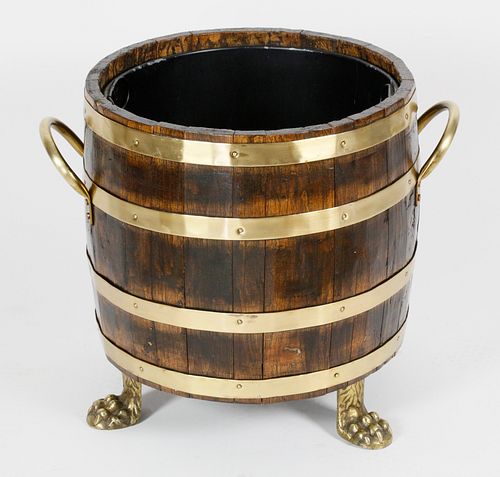 19TH CENTURY BRASS BOUND PEAT BUCKET19th