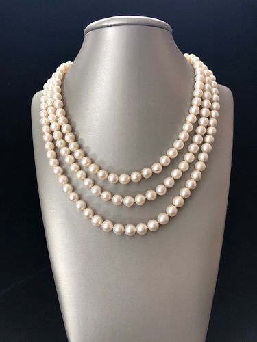 TRIPLE STRAND WHITE CULTURED PEARL 37ed72