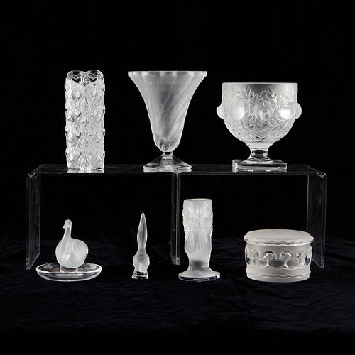 7 LALIQUE CRYSTAL GLASS VESSELSLalique,