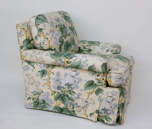 GREEN AND CREME FLORAL UPHOLSTERED 37edb7