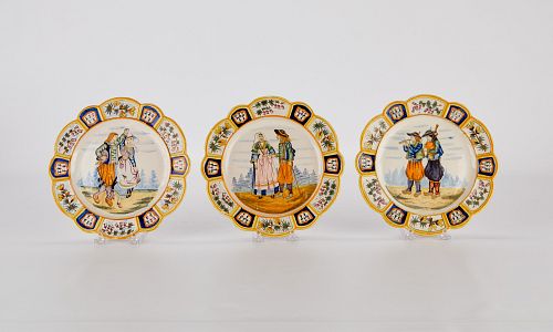 3 HENRIOT QUIMPER FRENCH FAIENCE