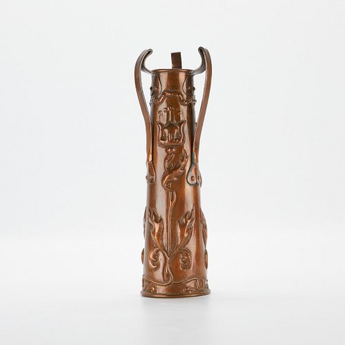 ART NOUVEAU HAMMERED COPPER VASE W/