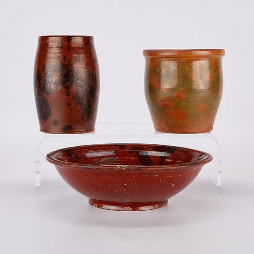 3 EAST COAST REDWARE STONEWARE