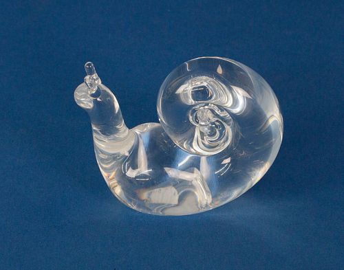 SIGNED STEUBEN CLEAR CRYSTAL SNAIL 37ee6d