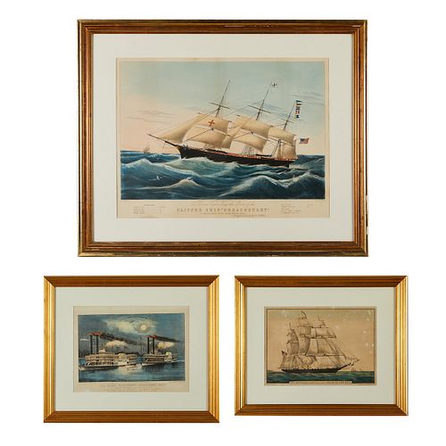 3 CURRIER & IVES NAVAL PRINTSCurrier
