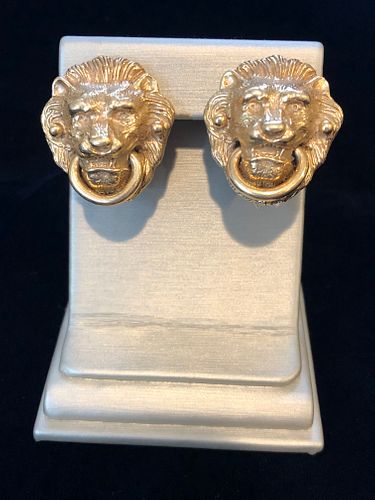 PAIR OF 14K YELLOW GOLD LION S 37ee98