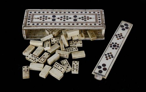 PRISONER OF WAR CARVED BONE DOMINO