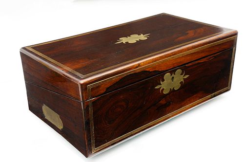 ROSEWOOD AND BRASS INLAID TRAVELING
