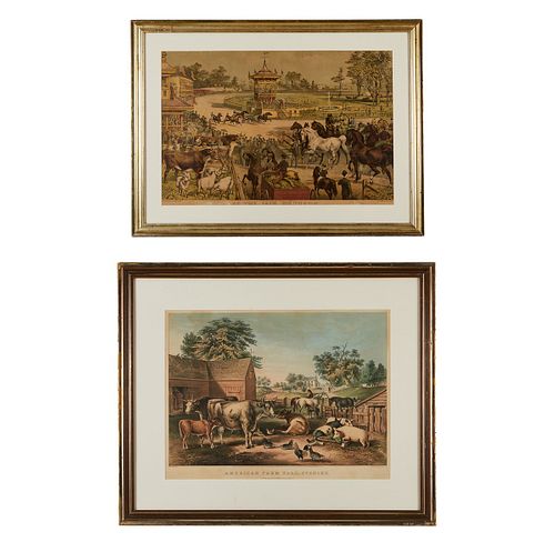 2 CURRIER & IVES FARM ANIMAL PRINTSCurrier