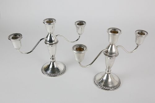 PAIR OF STERLING SILVER THREE-LIGHT