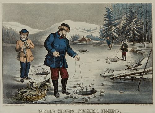 CURRIER IVES PICKEREL FISHING  37eeeb