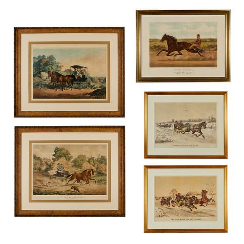 5 CURRIER & IVES EQUESTRIAN PRINTSCurrier