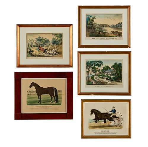 5 CURRIER IVES EQUESTRIAN PRINTSCurrier 37eef4