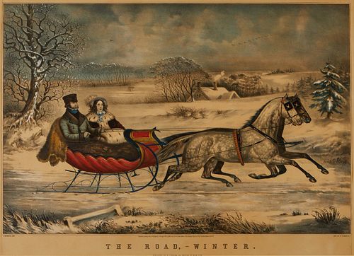 CURRIER IVES THE ROAD WINTER  37ef01