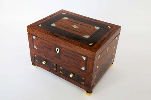 SAILOR MADE INLAID SEWING BOX,