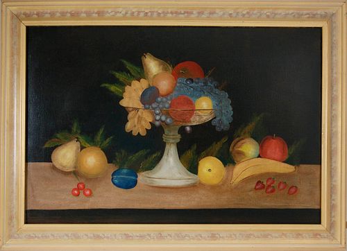 NAIVE OIL ON CANVAS TABLETOP FRUIT 37ef1d