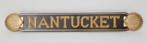 CARVED AND GILT, "NANTUCKET" QUARTERBOARD