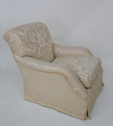 WHITE DAMASK UPHOLSTERED ARMCHAIRWhite