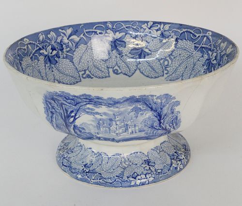 BLUE TRANSFERWARE PUNCH BOWL 19TH 37ef63