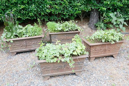 SET OF FOUR CAST IRON RECTANGULAR 37ef8f