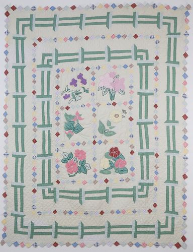 1930S FLORAL APPLIQUE AND GEOMETRIC