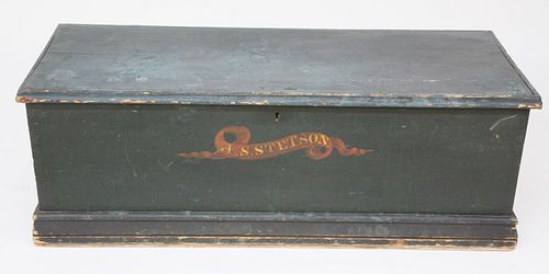 PINE SEA CHEST IN GREEN PAINT,