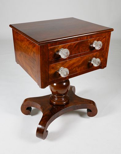 MAHOGANY TWO DRAWER SEWING STAND,