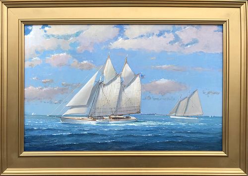 WILLIAM LOWE OIL ON LINEN SAILING 37f04b