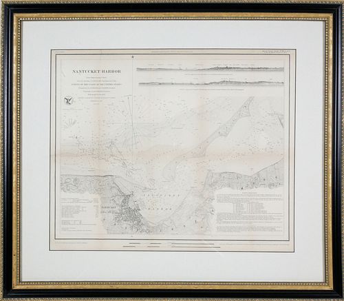 1853 MAP OF NANTUCKET HARBOR SURVEY