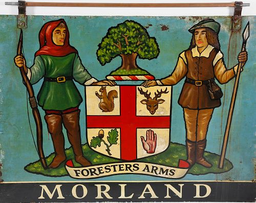 PAINTED IRON PUB SIGN, "FORESTERS