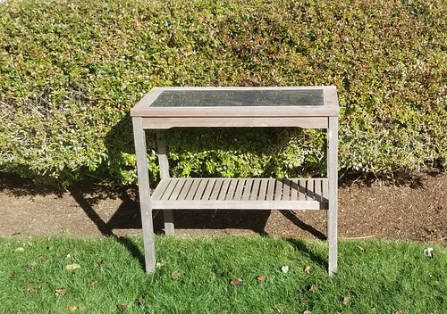 TWO TIER TEAK SERVING TABLE WITH 37f0ca