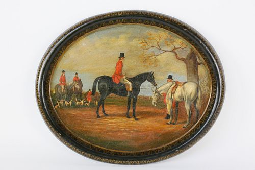 ANTIQUE PAPIER MACHE OVAL TRAY