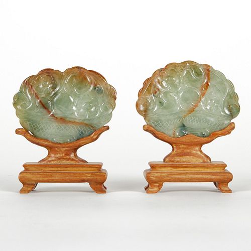 PAIR OF MODERN CHINESE JADE PLAQUES 37f149