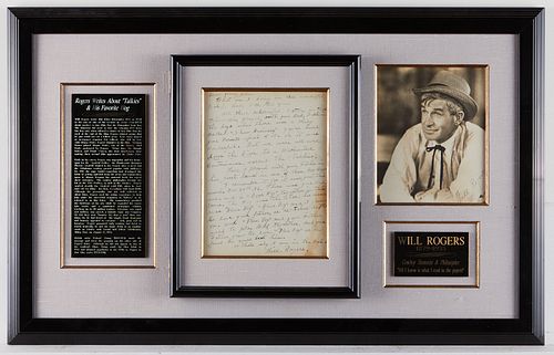 WILL ROGERS AUTOGRAPH AND LETTERSigned 37f187