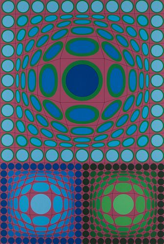 VASARELY "TRI VEGA II" OP-ART SERIGRAPHVictor