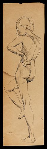 PAUL CADMUS FEMALE NUDE PEN ON