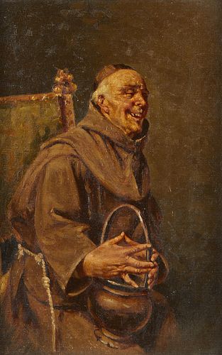 PAINTING OF MONK LAUGHING ILLEGIBLY 37f246