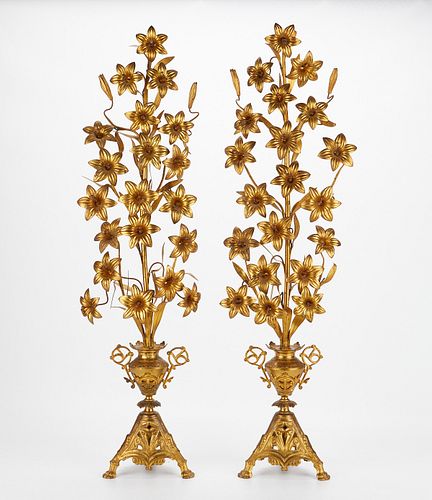PAIR OF FRENCH STYLE GILT FLORAL 37f277