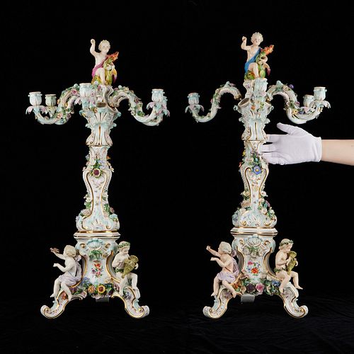 PR MEISSEN PORCELAIN 6 ARM CANDELABRAS 37f367