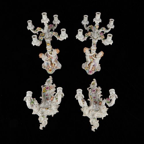 4 SCHIERHOLZ PORCELAIN CANDELABRAS 37f375