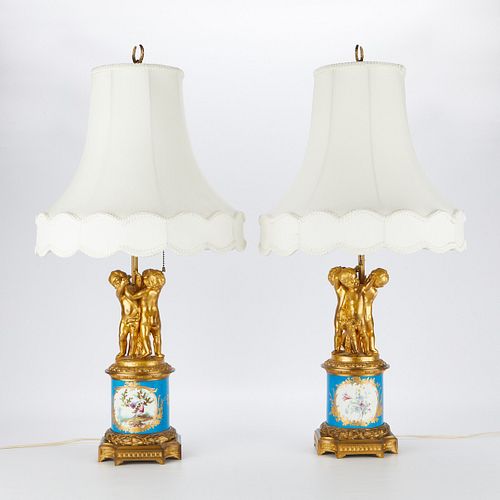 PR SEVRES STYLE PORCELAIN LAMPS 37f392